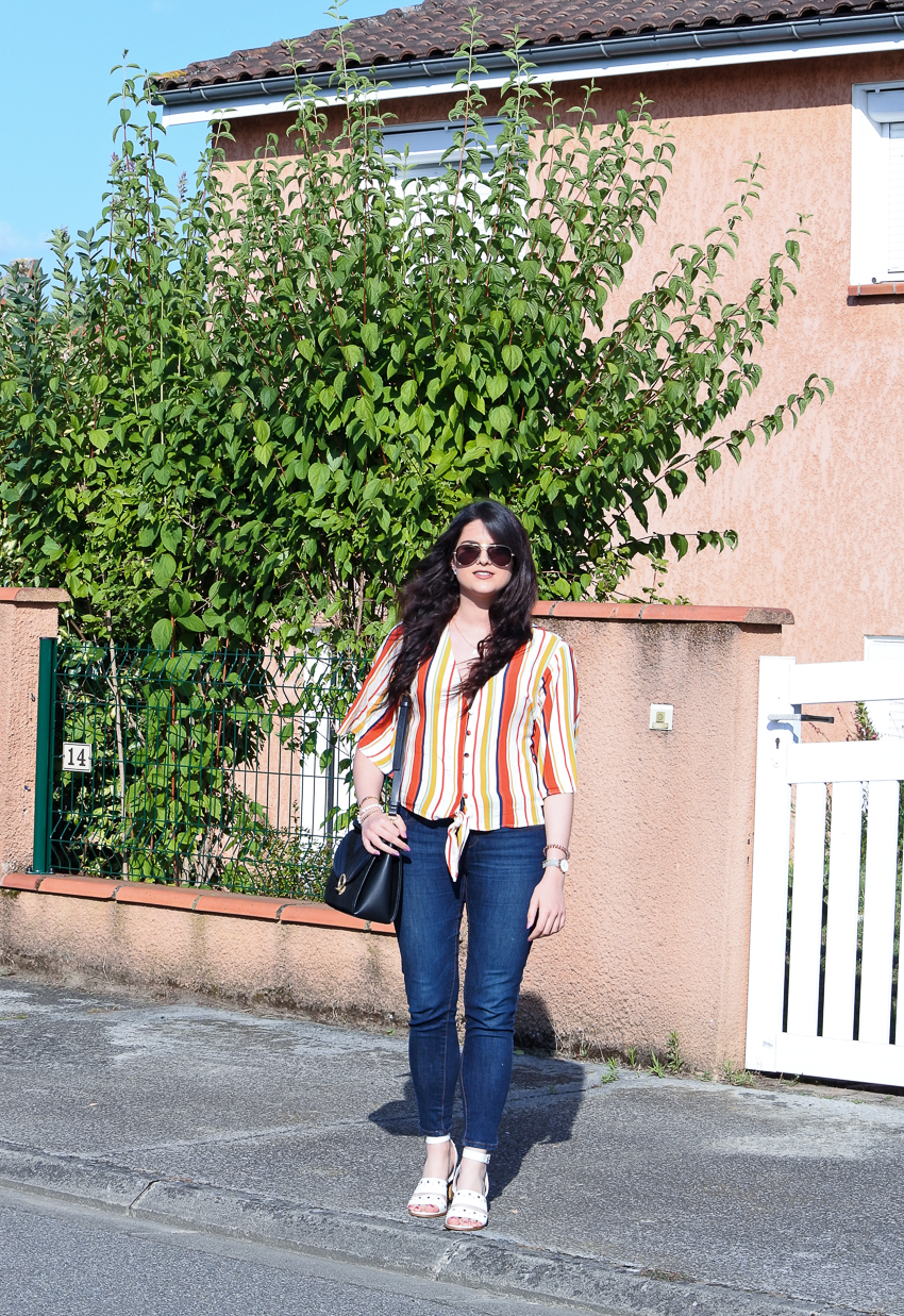 Haut/chemisier EDC By Esprit - Motif Millefleurs Jaune Coloré - Taille M - Occasion (très Bon état)