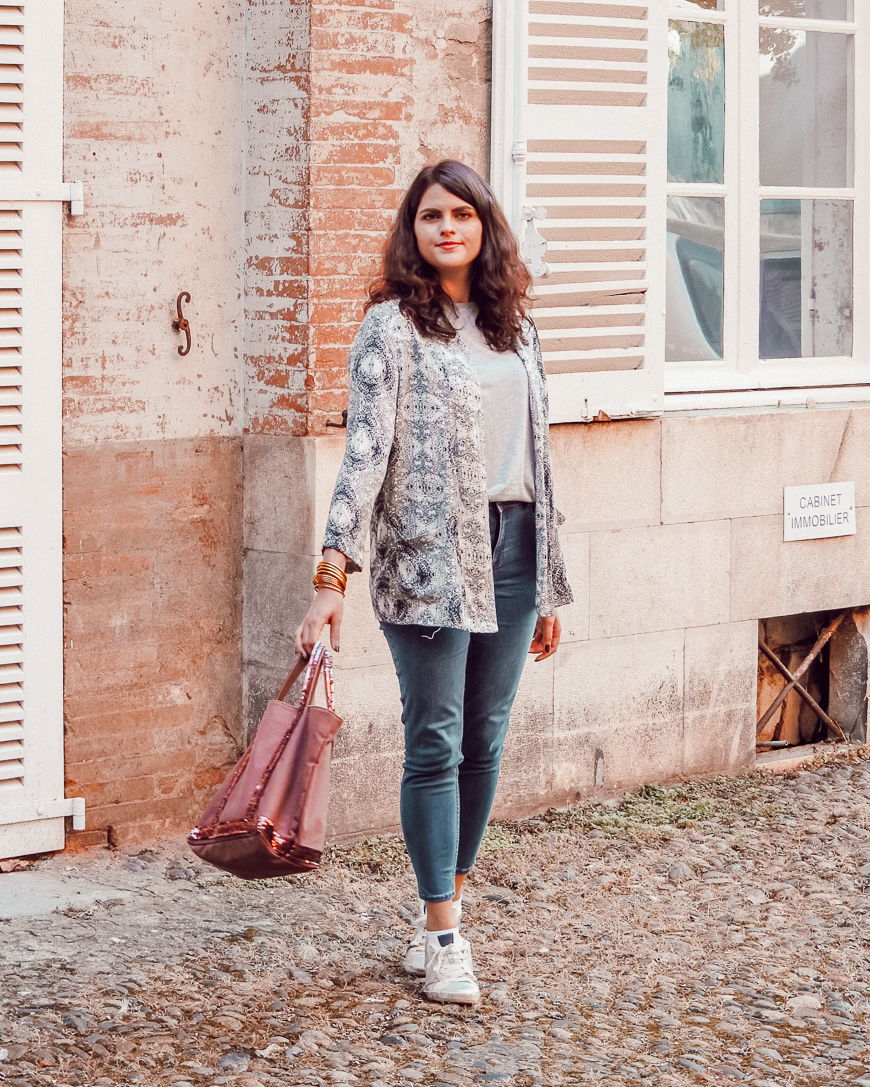 Veste Kimono Papillon Bleu à Fleurs New Look Taille M - Occasion Très Bon état